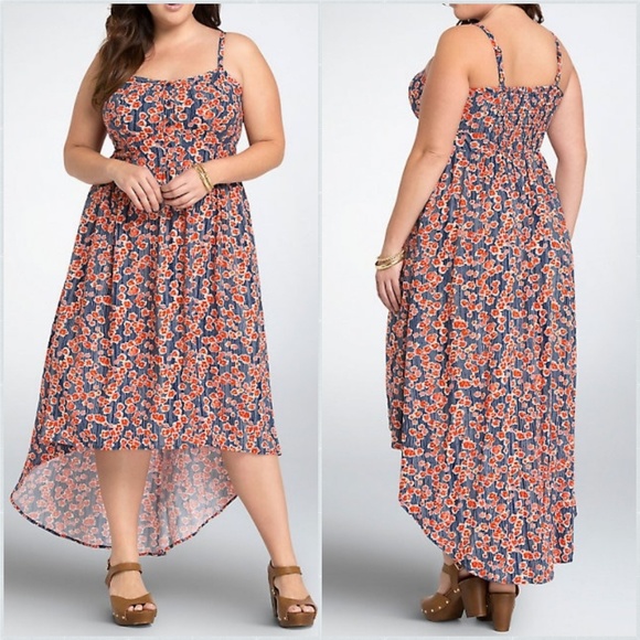 torrid Dresses & Skirts - Torrid Poppy Print Hi-Low Maxi Dress Size 0